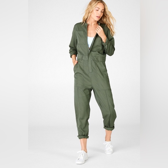Fabletics Pants - Fabletics Everleigh Woven Jumpsuit in Safari Green Size Large
